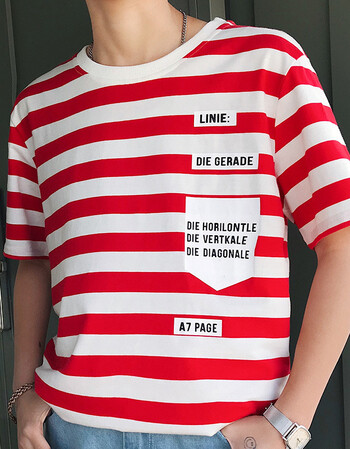 夏季 港风印花t恤 红白条纹(a158-1t23) xl
