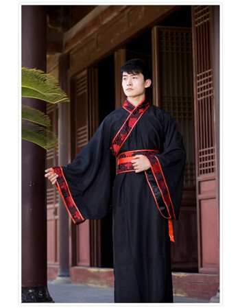 汉服男装古装长袍黑色汉服古装侠客大侠直裾深衣帅气公子男士曲裾书生