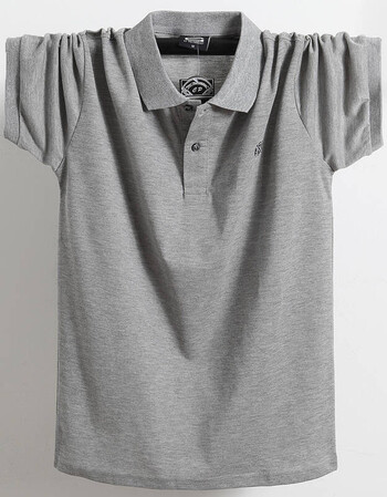 夏季新款翻领汗衫特大码polo短袖t恤上衣宽松胖子肥佬男装潮 灰色 4xl