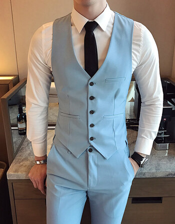 浅蓝(马甲 裤子)领带领结 m