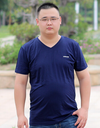 加肥加大男装t恤短袖特大号超大码胖人胖子肥佬体恤男上衣 v纯蓝 2xl
