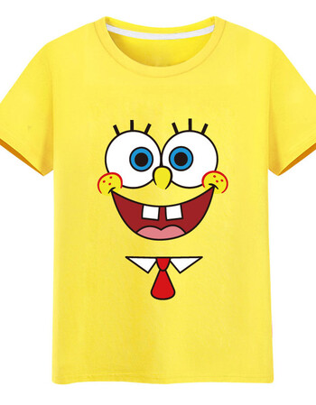 海绵宝宝动漫周边短袖衣服夏季t恤男女学生半袖青少年圆领衣服 黄色5