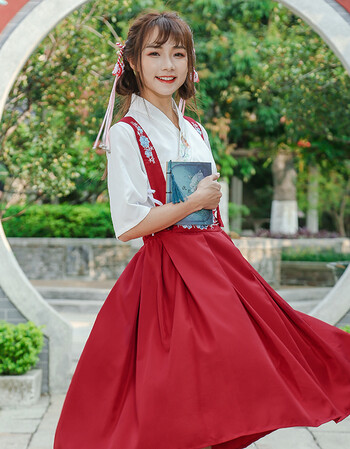 复古汉服女夏日常改良古装汉元素传统学生校服刺绣中国风襦裙套装