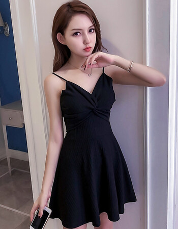 夜店夜场女装性感2018新款夏季v领无袖高腰修身显瘦a字吊带连衣裙