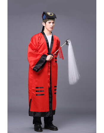 用品衣服道服瑜伽汉服宽松 红色道袍 黑色帽 拂尘 s【图片 价格 品牌