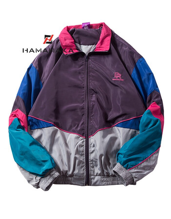 hamanaka原创街头嘻哈风宽松小刺绣冲锋衣日系潮男拼色ifashion上衣