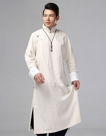 棉麻长衫男民国服装中国风复古中式唐装相声大褂长袍评演出伴郎服