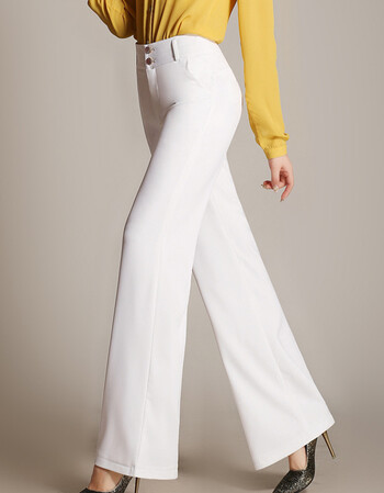 裤阔腿裤长裤春夏新款女装时尚高腰大脚裤直筒裤女甩裤休闲裤潮 白色