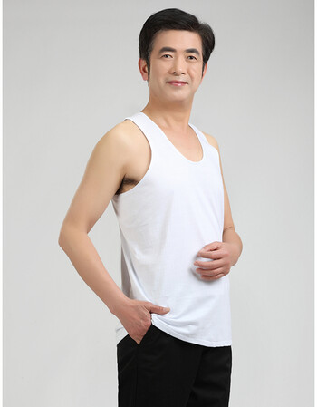 欧伦萨棉夏季t恤老头衫男夏宽松老式跨栏背心大码中老年 棉无袖背心