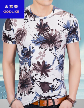 古莱登新款花t恤短袖青年潮男生花短袖修身 606如图 m