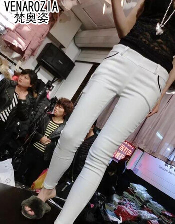 梵奥姿2015秋冬装时尚修身百搭后兜米奇图案打底裤女 白色 S