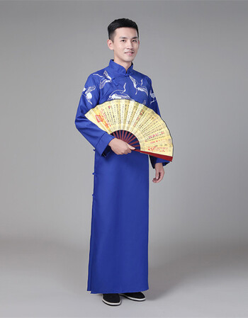 新款相声服民国长衫男大褂快板表演出服民国风青年学生装花纹唐装