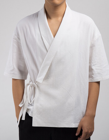 禅修禅服茶服僧服道服居士服中式唐装古装改良汉服中国风男装 白色 xl