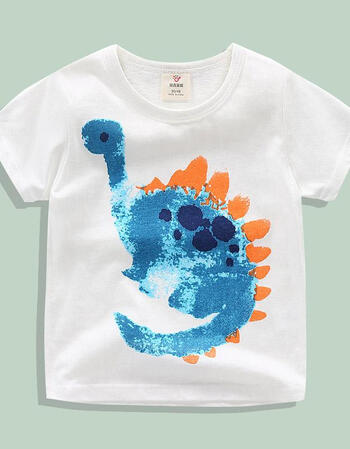 宝宝短袖t恤2018夏装新款男童女童童装儿童卡通圆领上衣tx-8203 彩绘