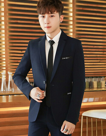 西装男套装修身青年韩版英伦风帅气西服新郎三件套结婚婚礼英伦潮 两