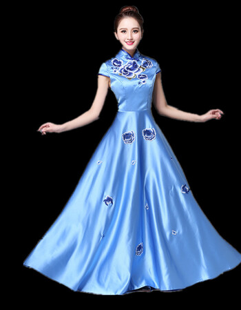 女装 旗袍/唐装 玥希梵 2018夏季新款大合唱演出服装女长裙新款现代