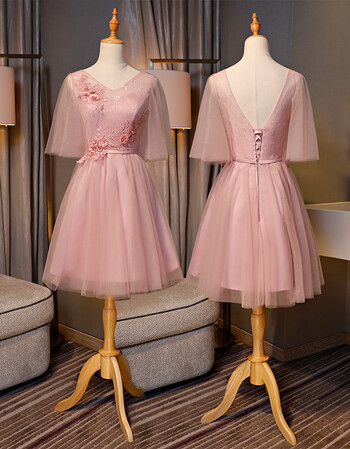 服2018夏季新款一字肩显瘦姐妹裙韩式伴娘团粉色晚礼服女 704豆沙粉