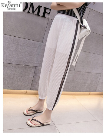 珂梵图夏季防蚊裤女士薄款镂空运动裤防晒裤大码九分裤网纱空调裤子