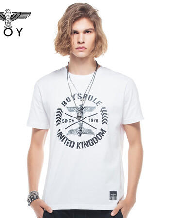 boy短袖男女t恤潮牌韩版宽松情侣装老鹰圆领t bms7002 白色 xs