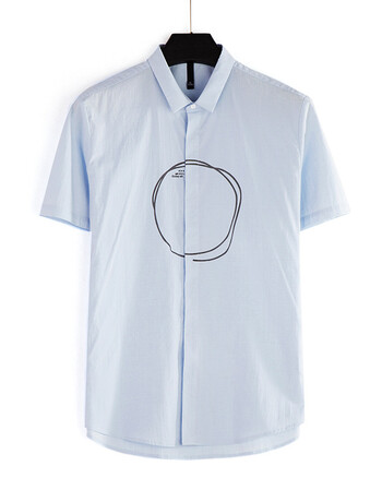 衬衫男 2018夏季青少年休闲韩版衬衣男士开衫纯色衬衫男 501206浅蓝色