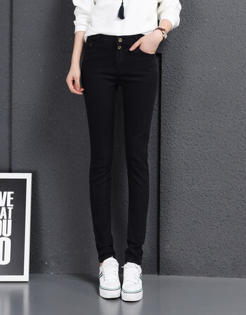 纯黑色牛仔裤女长裤高腰显瘦春秋2018新款韩版夏紧身小脚裤女裤子