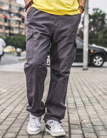 2018春季休闲裤子 男青年多袋裤 宽松大码工装裤男多兜长裤 269-灰色