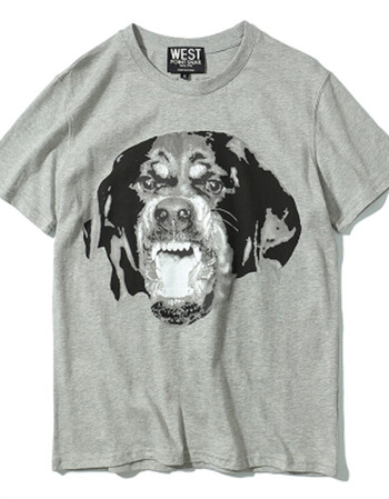 潮牌狗头潮流时尚宽松bf港风男士女新款半袖短袖t恤 b49#单色狗灰色 m