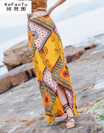 珂梵图泰国传统一片式包裙长裙民族风复古波西米亚半身裙沙滩裙裹裙女
