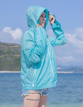 2018新款夏宽松薄款短款韩版纯色白色沙滩服连帽百搭手套防晒衣女