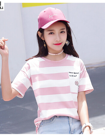 青少女女生初中生高中生学生社会女短袖t恤女16夏装上衣服15韩版14岁