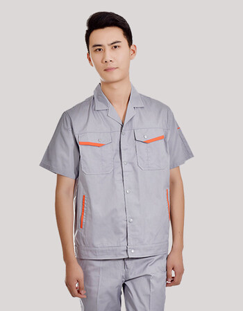 薄款短袖工作服套装男夏季车间机械维修工装半袖劳保工程服上衣