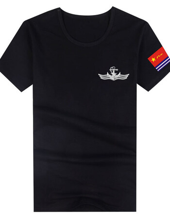 陆军男女纯棉短袖t恤男作训服迷留念上衣战友聚会服 黑色-中国海军