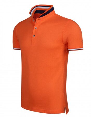 polo衫t恤短袖夏季酒店翻领工作服t恤广告文化衫印字logo 橙色 xxl