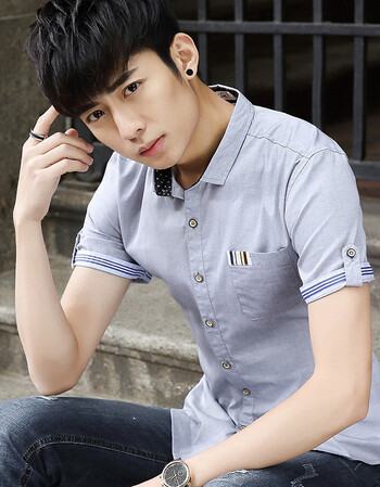 2018新款男士长袖格子衬衫青年青少年夏季帅气学生衬衣男短袖韩版