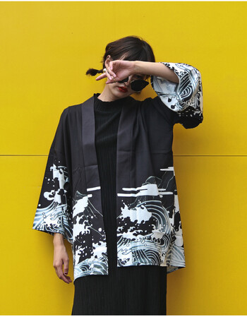 浮世绘日式和服飞龙印花七分袖和风羽织男女薄款夏季防晒宽松外套