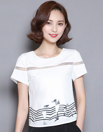 女半袖雪纺短袖女夏短款上衣2018新款短装t恤女衫配阔腿裤的夏装q