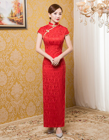 迎宾小姐礼仪服装女迎宾小姐服春夏季长袖裙红色长款酒店走秀婚庆敬酒