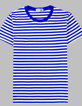 海军衫条纹短袖男式t恤男圆领广告文化衫班服 蓝白条 s