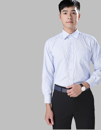 中国交通银行男衬衣交行工装 交行工作服衬衫长短袖蓝条纹 蓝色条纹