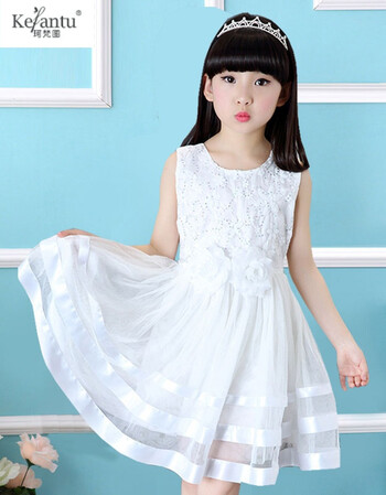 中大童装8女童夏装连衣裙子9夏季十岁公主裙儿童小女孩穿洋气四5 白色