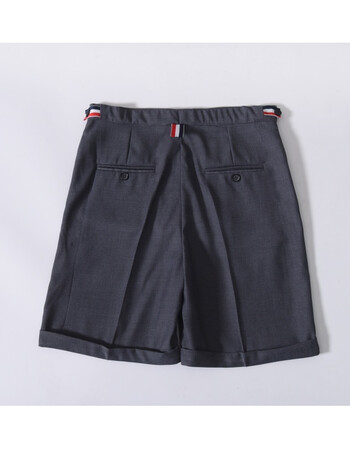 夏季西装短裤tb短裤欧美宽松男三色织带西裤休闲五分裤潮 灰色 6xl