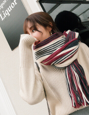 围巾 围巾韩版女学生 秋冬 日系 软妹围巾女冬 甜美可爱 日系 酒红色