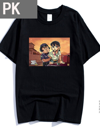 小叮当短袖怪味画风短袖机器猫t恤哆啦a梦体恤静香大雄动画衣服 xc