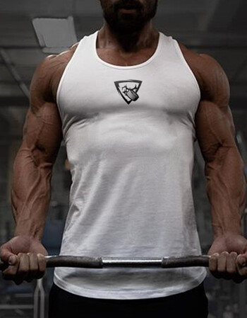 男弹力紧修身健身背心运动健美训练坎肩t恤肌肉型男兄弟无袖背心 白色