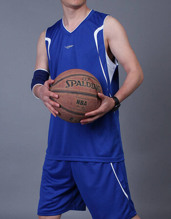 服套装男夏季速干光板透气吸汗跑步背心球衣训练比赛球服 8711蓝色