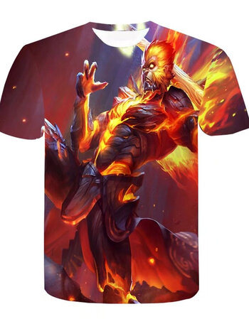 王者荣耀t恤男女学生夏装创意印花游戏周边短袖t恤衫男 2246 地狱火 l