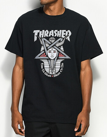 goddess black t-shirt 火焰 山羊头图案 短袖 t恤 tee 黑色 (注.