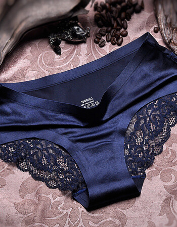 欧美品牌蕾丝无痕内裤女 性感女士内裤三角裤纯棉裆 普鲁士蓝 xl(适合