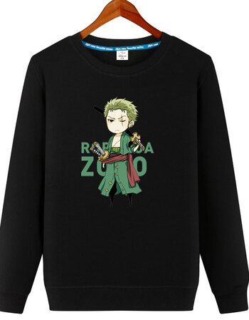 海贼王秋季圆领套头运动休闲卫衣 索隆 黑 m