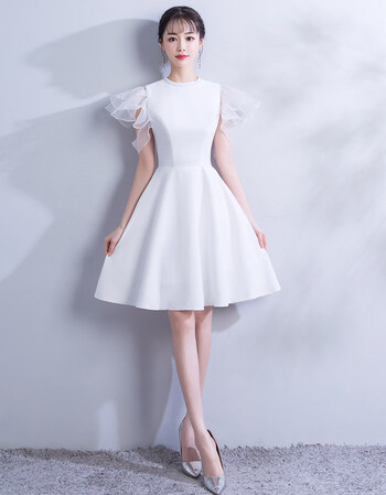 白色晚礼服女2018新款短款宴会聚会名媛小礼服裙毕业派对端庄大气